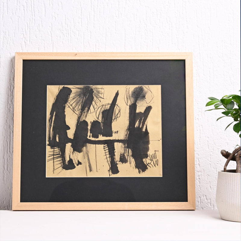 Загревање, туш, 48х42cm, 2024