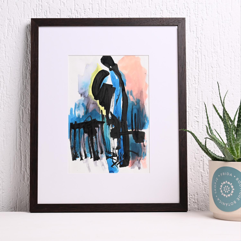 Мајка со Дете, акварел и туш, 47.5х38.5cm,  2024