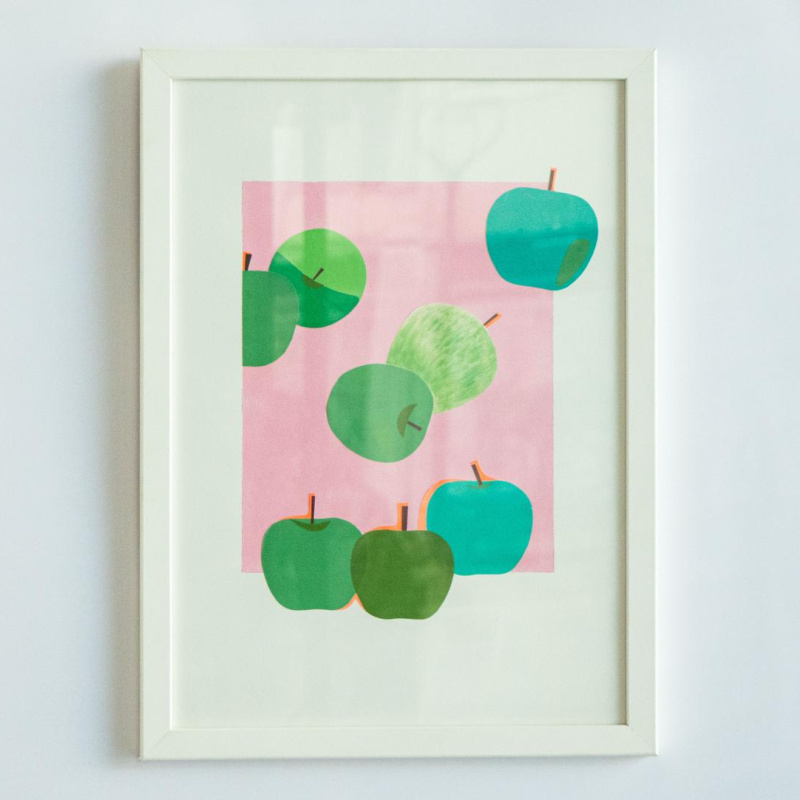 Rhythm series 1, 40x20 cm, акрилен колаж на хартија, 2021, со паспарту