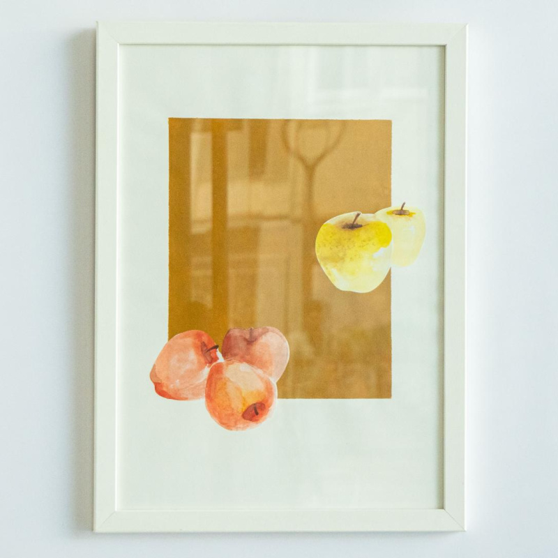 Rhythm series 2, 40x20 cm, акрилен колаж на хартија, 2021, со паспарту