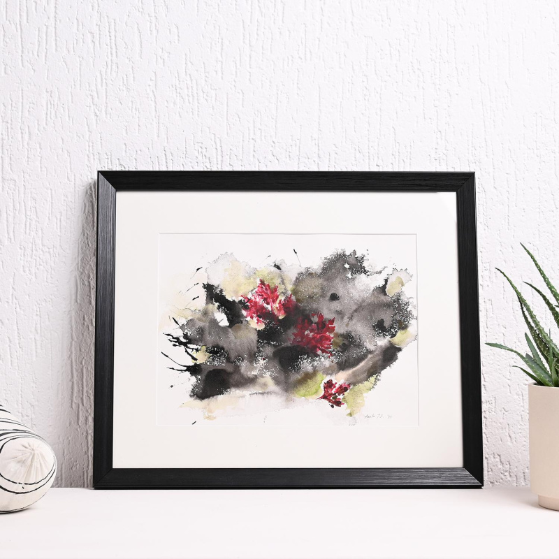 Црвени Листови, акварел, 32х24cm, 2025